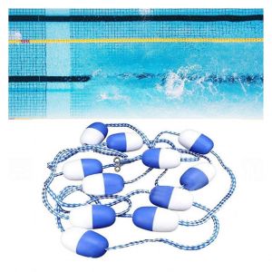 Ligne de separation de couloir de piscine avec crochet, bouee en plastique pour piscines (bleu et blanc) 6 m / 19,7 pi - Neuf