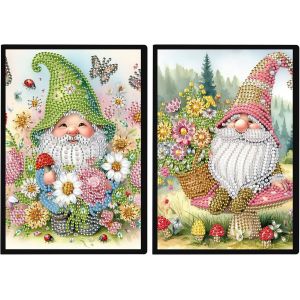 5d 2 Pack Peinture Diamant Carnet De Notes A5 Gnome Nain Blanc Diamant Painting Journal Intime Fille Diamond Painting Carnet De Croquis Livre De Pratique Broderie Diamant 50 Feuilles Bureau - Neuf