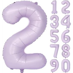 ERYI-Ballons Violets De 101 Cm - Grand Ballon Violet Clair En Forme De Chiffre - Ballon En Aluminium Violet Clair - Ballon À L'Hélium - Décoration D'Anniversaire Et De Fête - Pour Filles Et Garçons - Neuf