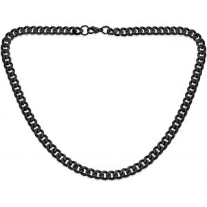 Kal-Collier Chaîne À Maillons Curb En Acier Inoxydable Noir Ip Solide Pour Hommes, Bijoux De Motard Robustes, 24 Pouces 4mm - Neuf
