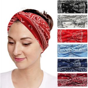 6 Pi&egrave;ces Bandeau Cheveux Femme, Bandeaux Larges, Boho Bandeaux Vintage Fleur Imprim&eacute; Hair Bandeau, Large Serre Tete, Cross Nou&eacute; &Eacute;lastique Bande, Headband Cheveux (Multicolore, Taille Unique) - Neuf