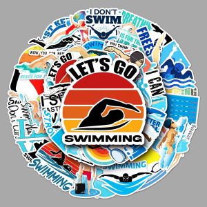 Kalanka-Lot De 50 Autocollants En Vinyle Pour Natation, Natation, Adolescents, Garçons Et Filles, Skateboard, Guitare, Porte, Ordinateur Portable, Bouteille D'eau, Fournitures De Fête D'anniversaire - Neuf