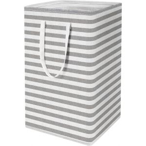 Lot de 1 panier à linge pliable avec anse, étanche, panier de rangement en tissu pour salle de bain, chambre à coucher, salon, noir et blanc - Neuf