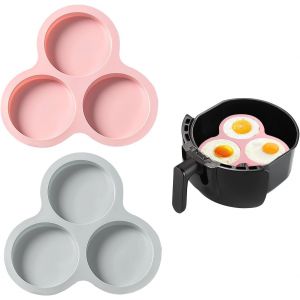 Silicone Friteuse &Agrave; Air Po&ecirc;le &Agrave; Oeufs,2 Pcs Friteuse &Agrave; Air Moule &Agrave; Cr&ecirc;pes Moule &Agrave; ?Ufs En Silicone &Agrave; 3 Cavit&eacute;s Pour Friteuse &Agrave; Air Cuisson Au Four Accessoires - Neuf