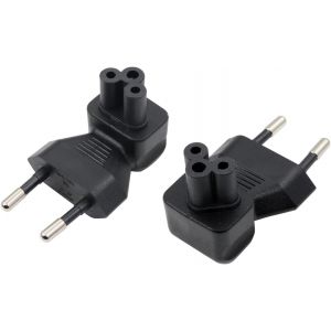 JGD-Prise &agrave; Angle Droit 90 degr&eacute;s Schuko vers Adaptateur IEC C5, Prise europ&eacute;enne CEE 7/16 m&acirc;le vers Adaptateur IEC320 C5 Femelle,Noir (Pack de 2) - Neuf