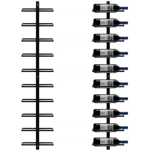SUBZONAL-Porte Bouteille Mural M&eacute;talique &Eacute;tag&egrave;re &agrave; Vin pour 10 Bouteilles Cave Resto Maison 126cm Noir - Neuf