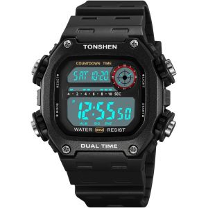 Eryi-Homme Et Femme Sport Digitale Outdoor Militaires Etanche Montre Led Électronique 12h/24h Semaine Chronographe Temps Double Plastique Montres Bracelet - Neuf