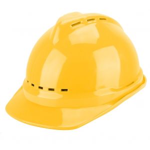 Casque de securite rigide en ABS epais et droit, respirant, pour chantier (jaune) - Neuf