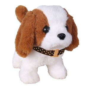 Peluche électrique pour garçon et lapin-Chien blanc et marron - Neuf