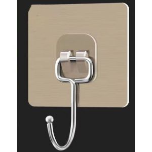 Lot de 5 crochets en acier inoxydable doré, adhésif puissant, pour cuisine, sans couture, pour salle de bain, résistants, non perforés - Neuf