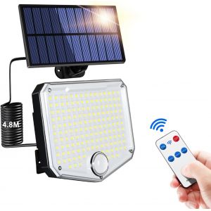 Lampe Solaire Exterieur Detecteur De Mouvement Avec Télécommande, 153led/3 Modes Spot Solaire, Étanche Ip65 Lumière Solaire Extérieure, Eclairage Exterieur Solaire Pour Jardin, Garage, 1pc - Neuf