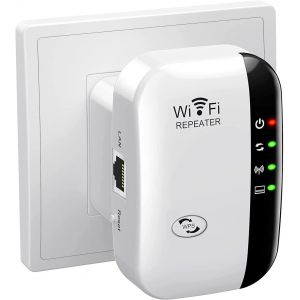 ChenQuanSarl-Répéteur Et Amplificateur Wifi Puissant 300Mbps 2.4Ghz Wifi Range Booster Avec Port Ethernet, Wifi Extender Et Booster 4 Modes, Compatible Avec Toutes Les Box Interne - Blanc - Neuf