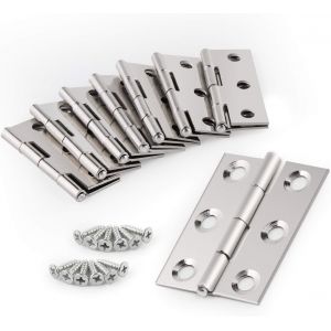 20 Charni&egrave;res Pliables en Acier Inoxydable Argent&eacute; pour Meubles de Maison avec 120 Vis en Acier Inoxydable pour Portes, Fen&ecirc;tres, Armoires (Charniere:44x32x1mm, Vis:7x17MM) - Neuf