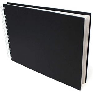 Mevronisshop-Studio - Carnet De Croquis A4 &Agrave; Reliure Spirale - Paysage - 96 C&ocirc;t&eacute;s/48 Pages De Papier Cartouche 170gsm - Carnet De Croquis Cartonn&eacute; Noir - Neuf