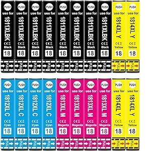 OGOUGUAN 18XL Compatible Epson 18 18 XL Cartouches d'encre pour Epson XP225 XP202 XP205 XP325 XP215 XP425 XP305 XP302 XP312 XP402 XP315 XP405 XP30 (8 Noir, 4 Cyan, 4 Magenta, 4 Jaune) - Neuf