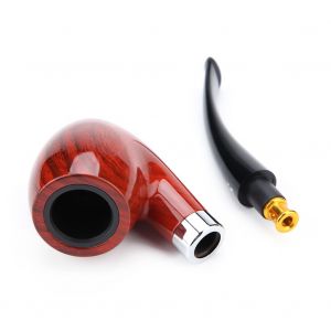 Pipe a tabac a fond plat en sequoia avec filtre - Neuf