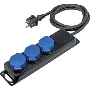 Extension Cable with 3 x 1.5 m Extension Cord, H07RNF 3G1.5, IP44 Outdoor, Commercial, Construction Site 1 Piece, 38601 - Neuf