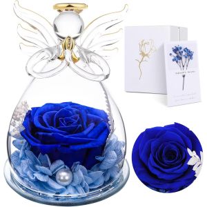 Eternal Rose Under Bell Angel For Women-Christmas Gift Mom,Eternal Angel Real Rose,Eternal Flowers Guardian Angels,Real Preserved Rose,Birthday Gift For Mom Grandma.[X22] - Neuf