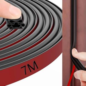 Joint Porte Fenetre 10mm*10mm*7M Joint D'étanchéité pour Porte Isolation Phonique Porte Anti-collision Antibruit Étanche à l'eau Antipoussière (Noir,10mm*10mm*7M) - Neuf