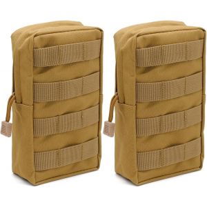 2 Pièces Sac Tactique Ceinture,Multifonctionnel Sacoche Ceinture Poche,Nylon Sacoche Mini Edc Gadget Sac Avec Système Molle Pour Camping,Randonnée,Vélo,Escalade Et Voyage (Marron) - Neuf