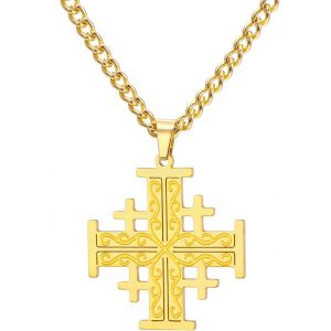 Kal-Jérusalem Croisés Croisés Croisés Chevaliers Templiers Croix Pendentif Médaillon Disque Grec Religieux Bijoux Prière Déclaration Baptême Cadeau Femmes Hommes - Neuf