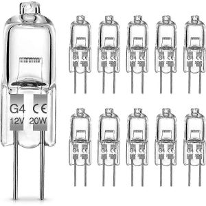 Ampoules Halogènes G4,Ampoule G4 20w,Lampe À Base De Broche Halogène 12v,Blanc Chaud 2700k,Lampe Halogène Basse Tension G4,Lampe Capsule Transparente,Paquet De 10 - Neuf