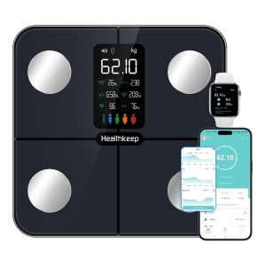 lbgwp60-Balance Pèse Personne Balance Connectée Impédancemètre Avec Affichage Va 15 Données Corporelles Et Fréquence Cardiaque Pour App Andriod Et Ios . 180Kg/400Lb, Bleu - Neuf