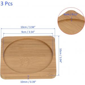 KALANKA-3 Lot Jardinière Soucoupes - Bambou Carré Rond Fleur Pot goute Plateaux Appliquer pour Extérieur/Jardin (10cm) - Neuf