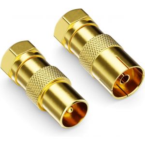 2 Pi&egrave;ces Adaptateur de C&acirc;ble Sat comme Set-Connecteur F sur 1x Prise D'antenne & 1x Prise D'antenne Connecteur D'antenne Coaxial Coupleur pour C&acirc;ble Coaxial C&acirc;ble D'antenne - Neuf