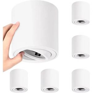 YindaLux Lot de 6 Spots LED Plafond Blanc Orientables, Aluminium &Oslash;80x84mm, Douille GU10, 230V. - Neuf