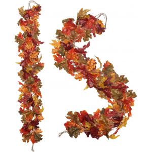 CAUC-Lot de 4 guirlandes de feuilles de ch&ecirc;ne artificielles - D&eacute;coration d'automne - 1,6 m - Fausses plantes &agrave; suspendre - Pour maison, mur, chemin&eacute;e, Thanksgiving, Halloween, f&ecirc;te, toile de fond, ma - Neuf