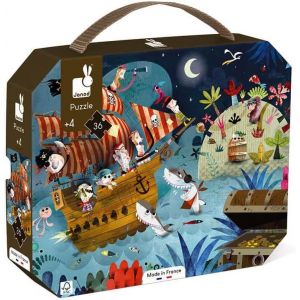 ERYI-- Puzzle Enfant Chasse Au Trésor 36 Pièces - Jeu Educatif Motricité Fine Et Concentration - Valisette Poignée - Fabriqué En France - Certifié Fsc - Encres Végétales - Dès 4 Ans, J02614 - Neuf