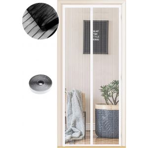 Sept-Moustiquaire Magnétique Pour Portes, Différentes Tailles, 80 X 190cm, Puissants Aimants, Fermeture Automatique, De Porte Rideau Couloirs Patio Sans Perçage, Rayures Blanches - Neuf