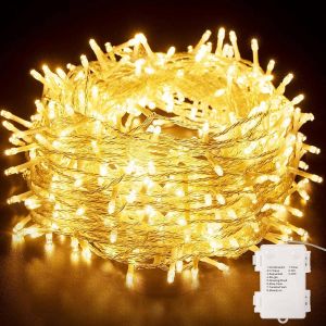 TRAHOO-Guirlande Lumineuse, Lumi&egrave;res de No&euml;l 130LED 13M Int&eacute;rieur et Ext&eacute;rieur 8 Modes Etanche Guirlande Led &agrave; Pile pour No&euml;l Mariage F&ecirc;te Club Jardin Fen&ecirc;tre Mur Blanc Chaud - Neuf