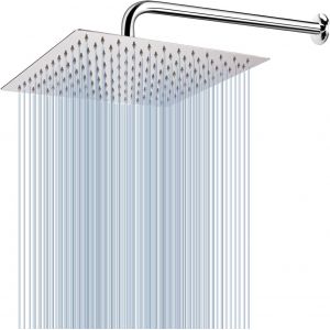 Pommeau de Douche &agrave; Effet Pluie avec Bras d'Extension, Pommeaux de Douche &agrave; Effet Pluie en Acier Inoxydable, Pommeau de Douche Carr&eacute; &agrave; Haut D&eacute;bit (Pomme de Douche 30cm, Bras de Douche 38cm) - Neuf