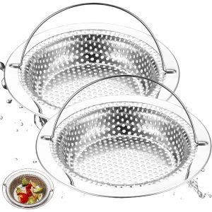 Jgd-Lot De 2 Passoires D'&eacute;vier De Cuisine, En Acier Inoxydable, Anti-Encrassement, Avec Poign&eacute;e De Levage Pour Cuisine, Salle De Bain, Douche (Diam&egrave;tre 7,5 Cm) - Neuf