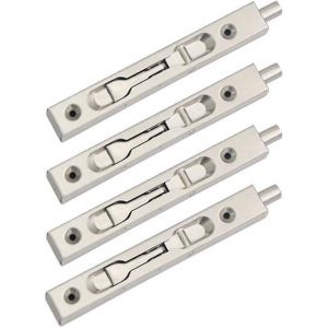 Lot de 4 loquets de porte encastrés, verrous coulissants, verrous dissimulés, levier de sécurité, verrous coulissants en acier inoxydable (longueur 15 cm) - Neuf
