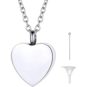 Kal-Collier Pendentif Urne Funeraire Chat Chien Personnalisable, Médaillon Funéraire Cendres Acier Inoxydable Avec Chaine Réglable 50+5 Cm,Bijoux Mémorial Crémation Souvenir Animaux Cécédé - Neuf