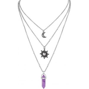 Collier Gothique Soleil Et Lune Pour Femme - Pendentif En Cristal - Accessoires Y2k - Collier Lune Croissante Pour Femme - Collier De Sorcière Gothique, Multicolore, L - Neuf
