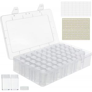 Yemaesre-60 Pots Amovibles Boite De Rangement Diamond Painting En Plastique Transparent - Compartiments 10 Ml Avec Couvercles - Boite Rangement Perles, Bijoux, Ongles, Paillettes Et Broderie - Neuf