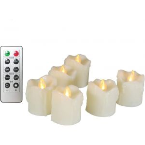 Bougies Led, Lot De 6 Bougies &Eacute;lectriques Vacillantes, R&eacute;aliste Et Brillant, Minuteur Par Heures 2/4/6/8, T&eacute;l&eacute;commande Pour D&eacute;coration De No&euml;l Anniversaire Mariage(Blanc) - Neuf