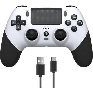 Manette Pour Ps4 Avec Turbo Macro Programming, 2024 Nouvelle Manette Hall Effect Joystick Sensible Non Dérive, Manette 1000mah Batterie Pour Ps 4/ Pro/Slim Avec Haut-Parleur Audio Jack(Blanc) - Neuf