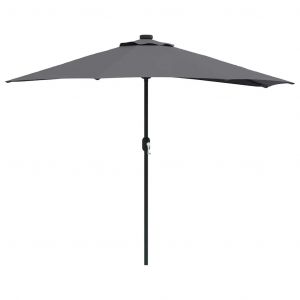 Parasol De Jardin Moderne Pliable 294 X 150 X 224 Cm Avec &Eacute;clairage Led Pour Ambiance Cosy En Polyester Anthracite Helloshop26 02_0058668 - Neuf