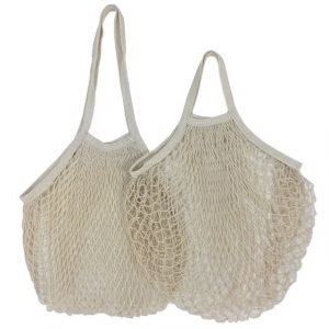 Lot De 2 Sacs De Courses Réutilisables En Maille, Portables, Pour Fruits Et Légumes, En Coton Écologique, Pliables, Couleur Unie - Neuf