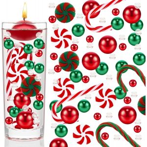 Lot De 6054 Remplisseurs De Vase De Noël Flottants - Perles Flottantes - Sucre D'Orge Et Bonbons Ronds En Plastique - Perles D'Eau Transparentes - Décoration De Noël Flottante - Neuf