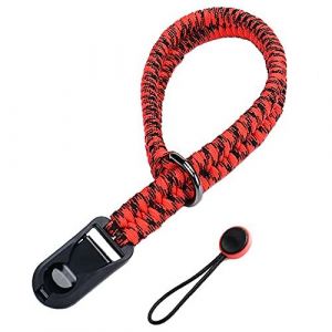 Dragonne Appareil Photo Courroie Fixation Rapide Camera Strap Wristband Hand Adjust Webted Compatible with Canon,Nikon,Sony,Olympus Wrist Strap (Noir rouge Dragonne de cam&eacute;ra) - Neuf