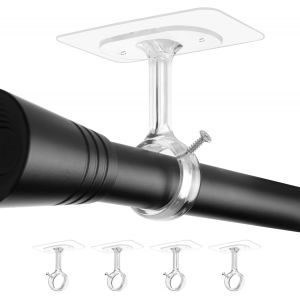 KALANKA-Supports Tringle &agrave; Rideaux Sans Per&ccedil;age pour Plafond/Mur, R&eacute;glables, MOD&Egrave;LE Optimis&eacute; pour tringles de &Oslash;25 &agrave; 32mm, Id&eacute;al pour Douches, Portes et Penderies (Lot de 4, Transparent) - Neuf