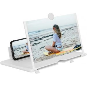 Kal-14 '' Loupe Portable Telephone,3d Amplificateur D'écran Support De Téléphone Agrandisseur Ecran Pour Téléphone Intelligent Loupe Adapté Pour Regarder Des Vidéos Sur Tous Les Smartphones(Blanc) - Neuf