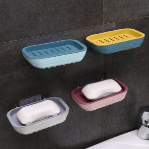Boîte à savon en plastique avec couvercle, porte-savon de voyage, boîte à savon portable, 4 couleurs, porte-savon de douche en plastique pour évier de cuisine, salle de bain - Neuf