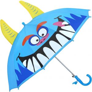 Parapluie Enfant Avec 3d, Coupe-Vent Et Durable Parapluie Pour Filles Gar&ccedil;ons Avec Sifflet, Facile &Agrave; Transporter Parapluie Pliant Enfant, L&eacute;ger Parapluie Canne Un Motif Mignon - Neuf